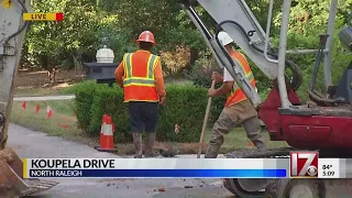 Water line break on Koupela Drive in Raleigh