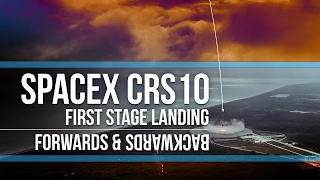 SpaceX CRS10 First Stage Landing - Normal and Reversed