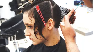 Amazing Haircut  - SHORT Pixie With Long Side Bangs