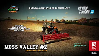 Moss Valley/#2/Mulching/Lime Spreading/Bale Collecting/SimFarmer Livestream/FS22 4K Timelapse