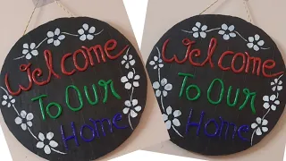 Welcome Door Hanger/Welcome Wall Hanging / Cardboard Craft Ideas Clay Craft Ideas