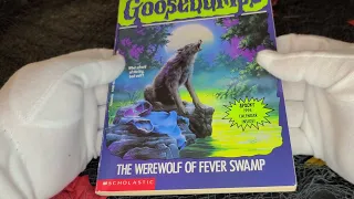 Looking at a true first print of Goosebumps The Werewolf of Fever Swamp with the Calendar!