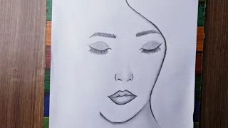 How to draw a beautiful girl with close eyes | How to dtaw a girl face with eyes closed step by step