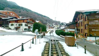 ★ 4K 🇨🇭Cab ride Landquart - St Moritz (1250m climb) with snowfall [02.2020]