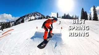 Snowboarding the Perfect Spring Day at Stevens Pass: Park Laps with Friends