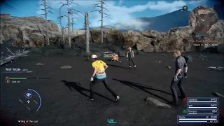 Prompto shooting Noctis