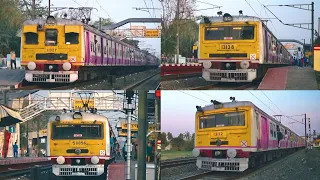 [5 in 1] Colorful conventional EMU passenger trains arriving and departing Balagarh