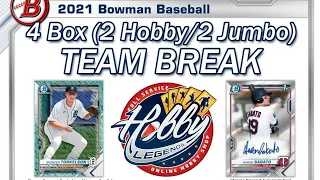 2021 Bowman 2 Hobby/2 Jumbo (4 Box) Team Break #1  eBay 04/28/21