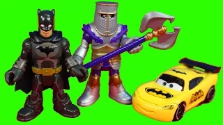 Batman & Bat Car McQueen Save Robin From Castle Warrior Knights