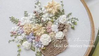 싱그러운 꽃바구니 프랑스 자수 패키지 힐링영상 ✨ Fresh Floral Basket Hand Embroidery with Pattern