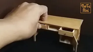 Miniatur Meja Kantor dari Stik es krim | Miniature Office Table Made of Popsicle Sticks