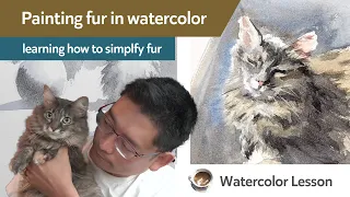 Painting fur in watercolor - learning how to simplify fur