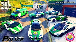 GTA 5 ✪ Stealing VICE CITY POLICE CARS with Franklin ✪ (Real Life Cars #37)