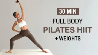 30 MIN FULL BODY PILATES HIIT| Lean + Long Muscles with light weights | Fat Burning, No Repeat