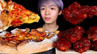 ASMR CHICAGO PIZZA 🍕 SPICY FRIED CHICKEN 🍗 CHEESE BALL 🧀 (Eating Sound) | MAR ASMR