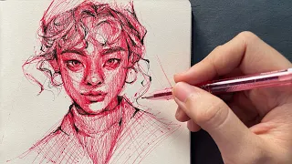 Portrait drawing with ballpens | shading