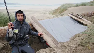 Dugout Shelter in the Sand - Camping, Crabbing, Cooking, in a Storm