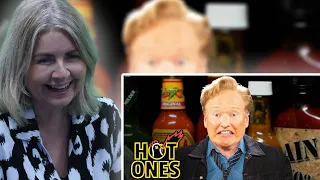 BRITS React to Conan O'Brien Needs a Doctor While Eating Spicy Wings | Hot Ones