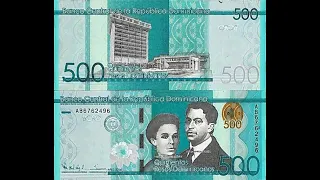 Chromophores: 500 Dominican Pesos Banknote (2017, Uncirculated) under ultraviolet light