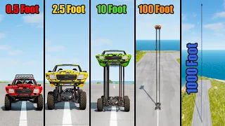 Low Car vs Tall Car #2 (0.5 Foot - 1000 Foot) - Beamng drive
