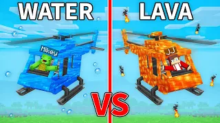 JJ's LAVA Helicopter vs Mikey's WATER Helicopter Elemental Build Battle in Minecraft - Maizen