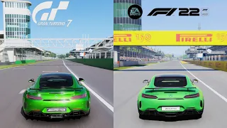 F1 22 Vs Gran Turismo 7 - Comparison Mercedes-AMG GT R/Pro & Monza Circuit [4K PS5]