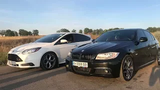 Понторезка Bmw 328i e90 vs хот-хэтч Ford Focus ST. Кто быстрее на 402 метра ???