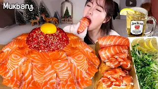 Fresh and soft salmon, chewy beef sashimi, sushi and whiskey eating showㅣASMR MUKBANG