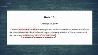 COLREGS In Depth  Rule 15 Crossing Situation