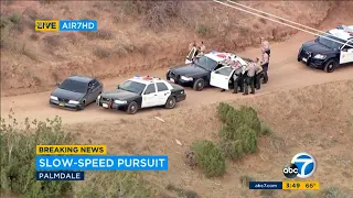 RAW VIDEO: Slow-speed chase suspect in custody after standoff with LA County deputies | ABC7