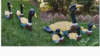 How to make new style ducks with  cement | garden  decoration with cement.