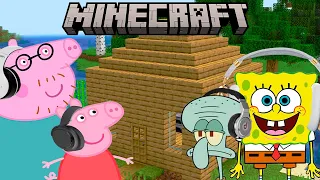 Peppa pig with Spongebob play minecraft
