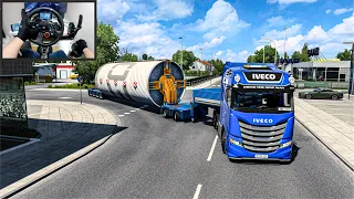 74.000 kg Extremely Heavy Wind Turbine Tower -  Euro Truck Simulator 2 - Logitech G29 Setup