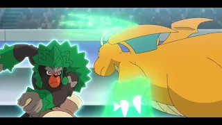 Ash Dragonite vs Leon Rillaboom battle | Pokemon Journeys ep 131