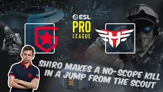 Sh1ro makes a no-scope kill in a jump from the Scout, Gambit vs Heroic, ESL Pro League Season13