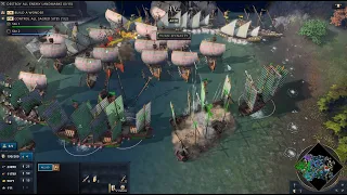 AoE4 Age of Empires 4 Large Scale Naval Warfare Chinese Imperial Navy Combat Clips 3v3 - Game 2