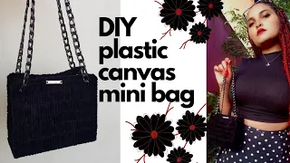 PLASTIC CANVAS BAG with velvet yarn (classy and modern)