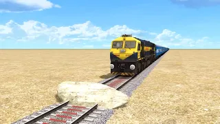 TRAINS VS STONE | Stone Fell On The RAILROAD TRACK & Crash With High Speed Train - Train Simulator