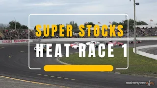 Super Stock Heat Race 1 at Sunset Speedway - July 8, 2023