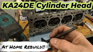 Lapping valves, replacing valve seals, KA24DE cylinder head rebuild!