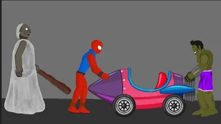 Granny vs Spiderman, Miles Morales, Hulk funny fight animation video - Drawing Cartoons 2