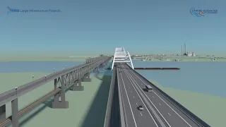 New rail and road bridge on the Danube River at Giurgiu, Romania - Ruse, Bulgaria _video 3