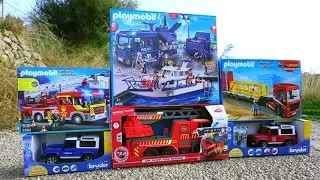 فيديو تعلم ألعاب سيارات الشرطة للأطفال وتعلم المركبات عن طريق شاحنة Playmobil