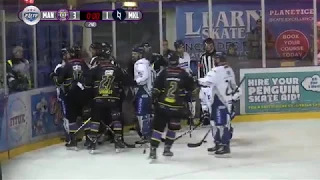 Linden Springer vs Nelson Armstrong EIHL fight 9-11-18