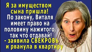 - Негодяйка, ОТДАВАЙ имущество моего СЫНА! – заявила СВЕКРОВЬ и ринулась шарить по моей квартире