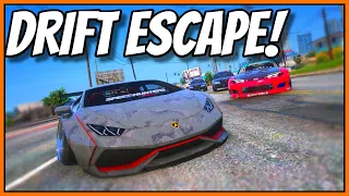 ESCAPING COPS WITH DRIFT CARS CHALLENGE ! - GTA 5 RP