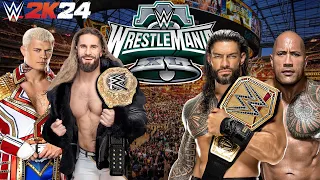 WWE 2K24 - The Rock & Roman Reigns VS Cody Rhodes & Seth Rollins - WrestleMania 40