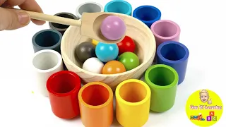 Learning Activity with Rainbow Cups and Balls | Ultimate Preschool Learning Toy Video for Toddlers