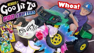 Heroes of Goo Jit Zu Goo Shifters Core Crush with a Power Wheels John Deere