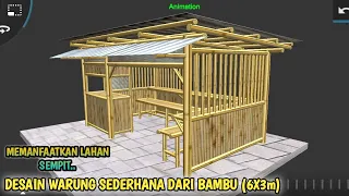 Desain warung bambu sederhana 6x3m